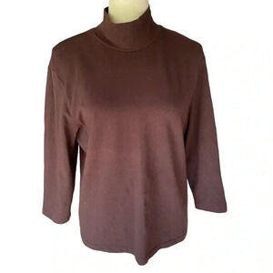 Brooks Stretch Cotton Blend Turtleneck Brown Women Size XL